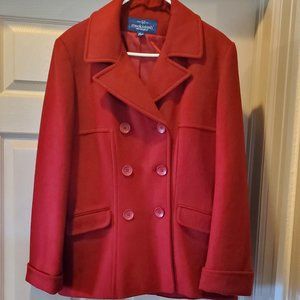 Vintage ruby red wool pea coat